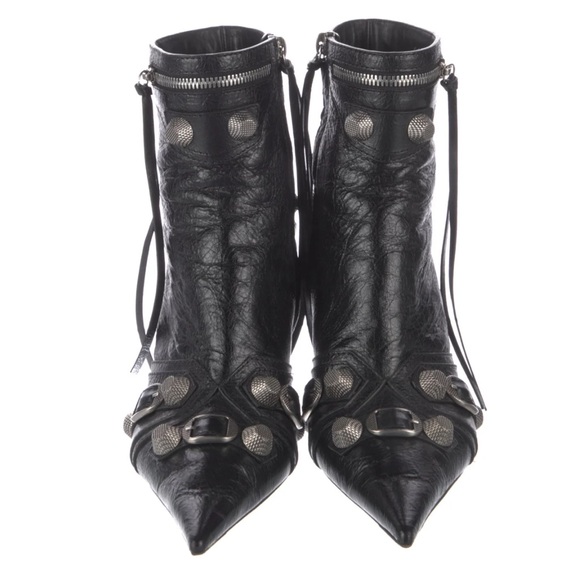 BALENCIAGA Cagole Ankle Booties, Black/Aged Nickel, Size 36 - Picture 1 of 6